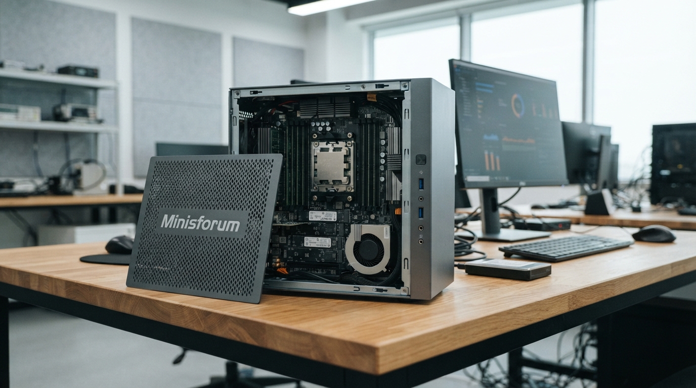 ภาพสร้างด้วย AI (ไม่ใช่ภาพถ่ายจริง) ประกอบข่าว Minisforum เปิดพรีออเดอร์ MS-S1 MAX-P495 เวิร์กสเตชัน AI แรม 192GB ราคา 7,399 ดอลลาร์