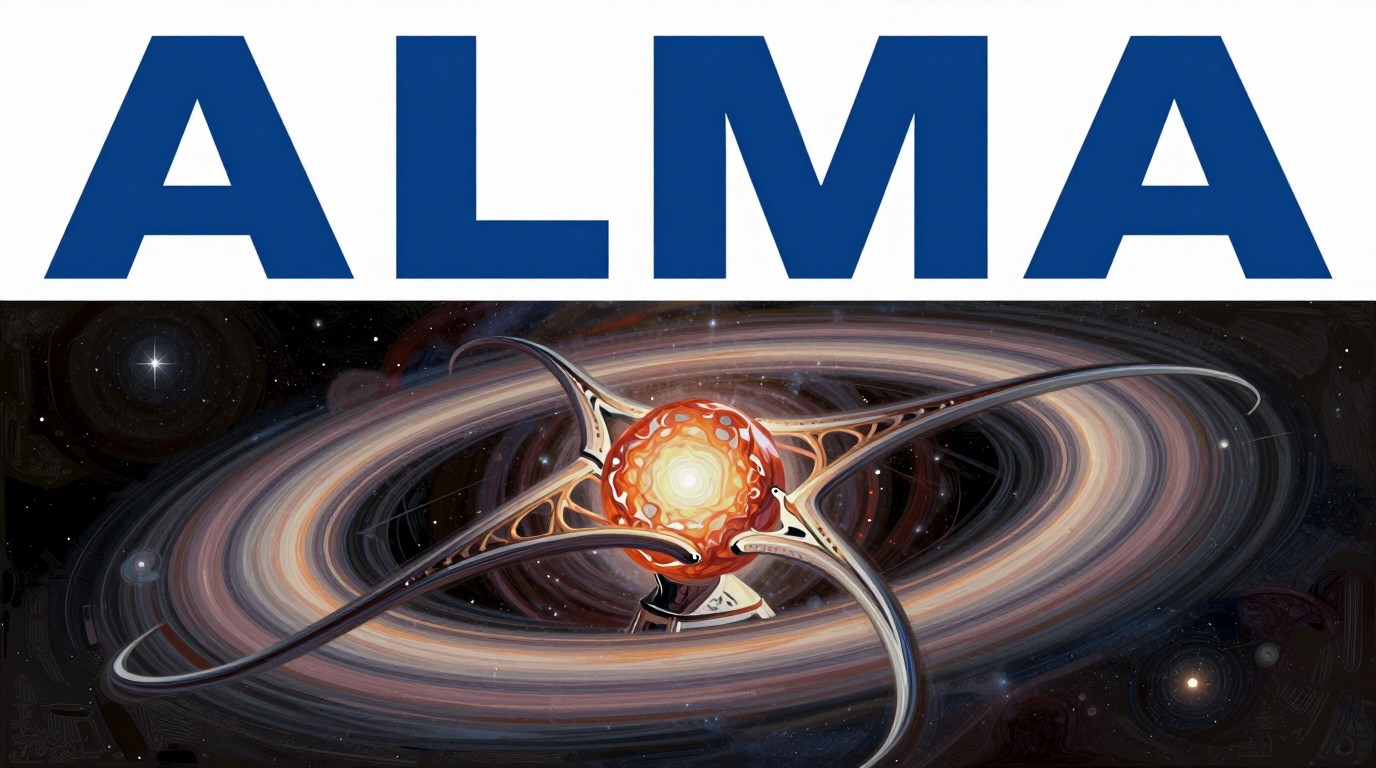 ภาพสร้างด้วย AI (ไม่ใช่ภาพถ่ายจริง) ประกอบข่าว ALMA จับภาพดาวฤกษ์ใกล้ตายที่กำลังแปรสภาพ พบวงแหวนจากการปะทุครั้งสุดท้าย