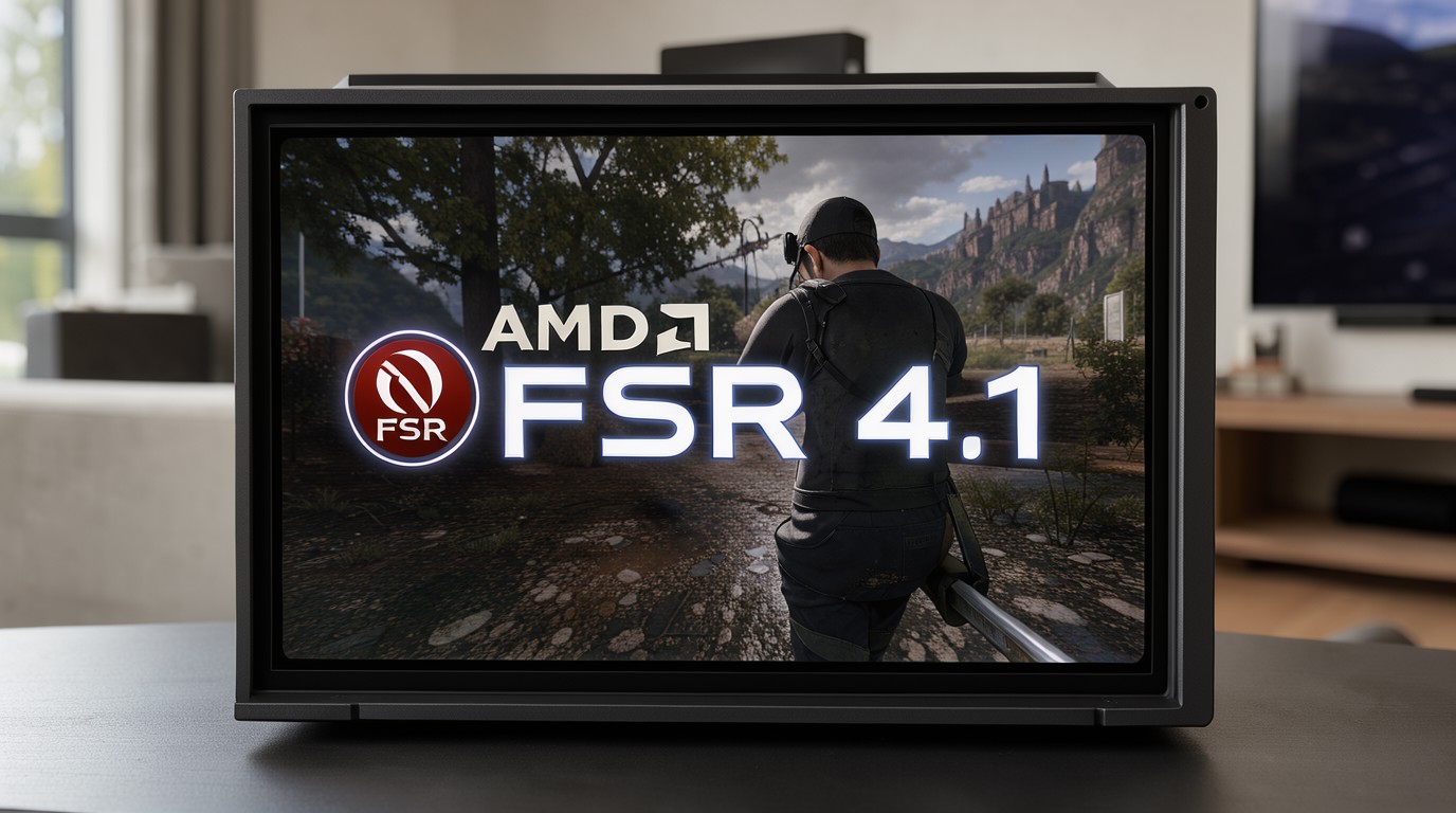 ภาพสร้างด้วย AI (ไม่ใช่ภาพถ่ายจริง) ประกอบข่าว AMD ขยาย FSR 4.1 มาลง Xbox Series S/X และเครื่องพกพาอย่าง Xbox Ally X