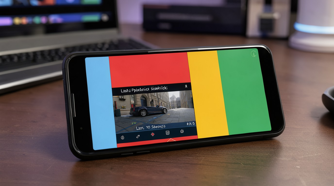 ภาพสร้างด้วย AI (ไม่ใช่ภาพถ่ายจริง) ประกอบข่าว Google อัปเดต Play Store เพิ่มฟีเจอร์ย้อนอัดคลิปเกม 30 วินาทีให้ Sidekick