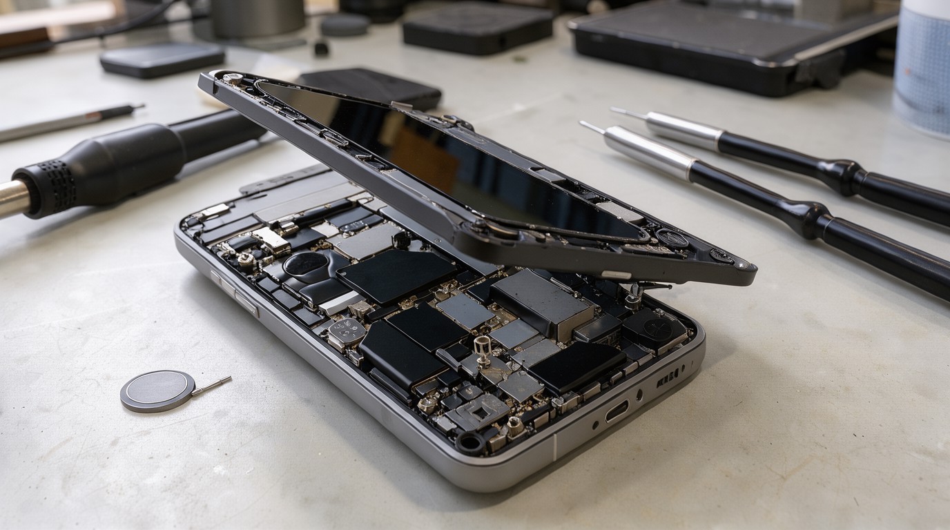 ภาพสร้างด้วย AI (ไม่ใช่ภาพถ่ายจริง) ประกอบข่าว Apple ปล่อยคู่มือซ่อม iPhone Duo เอง หลังเปิดตัวเครื่องวันนี้