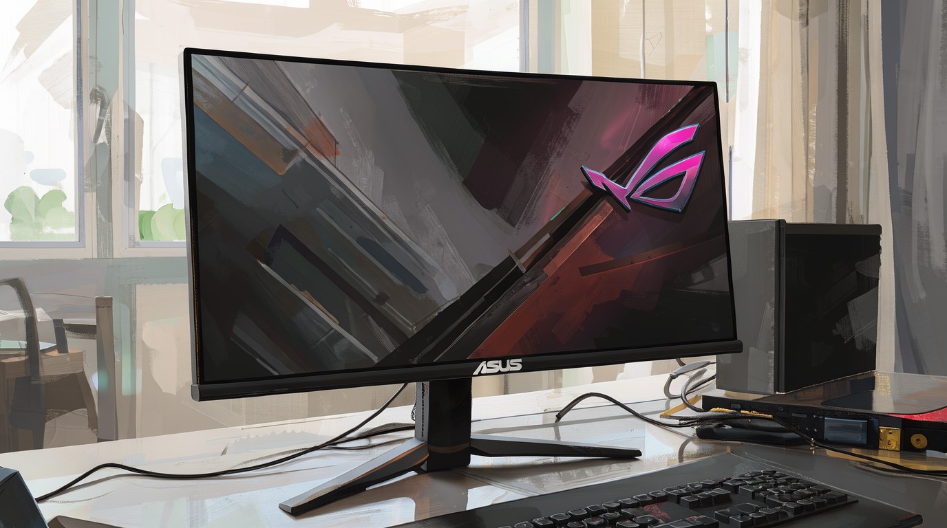 ภาพสร้างด้วย AI (ไม่ใช่ภาพถ่ายจริง) ประกอบข่าว Asus รีวิวจอเกม ROG Strix XG27AQGNV จอ G-Sync Pulsar ลื่นระดับ OLED ราคา 500 ดอลลาร์