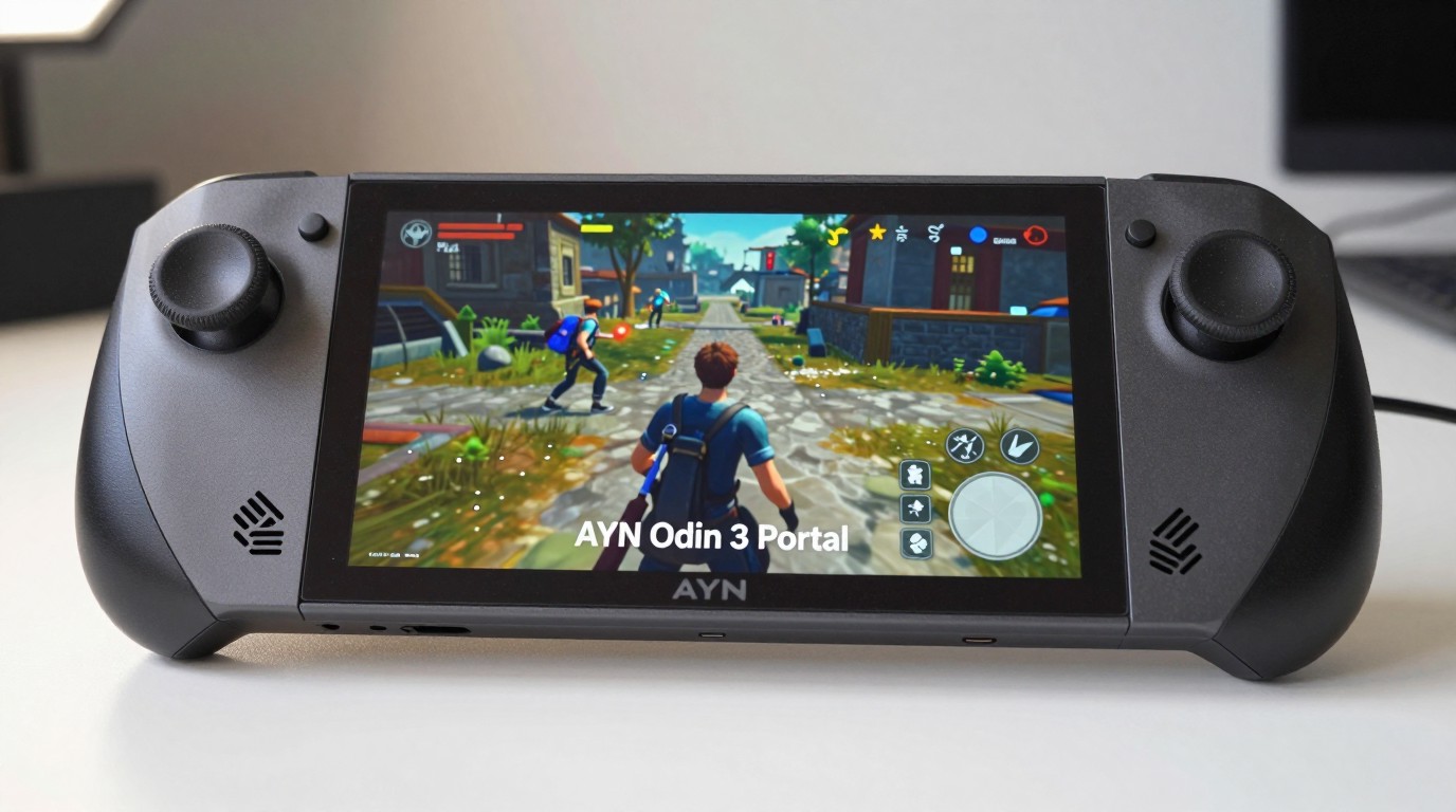 ภาพสร้างด้วย AI (ไม่ใช่ภาพถ่ายจริง) ประกอบข่าว AYN เผยกำลังทำ Odin 3 Portal จ่อเป็นแฮนด์เฮลด์จอใหญ่ที่ทรงพลังที่สุดในตลาด