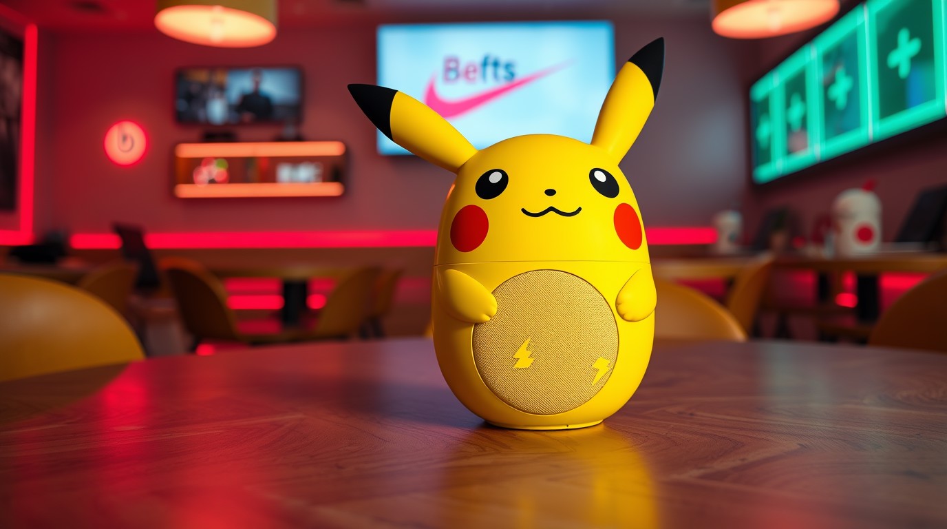 ภาพสร้างด้วย AI (ไม่ใช่ภาพถ่ายจริง) ประกอบข่าว Beats ยืนยันจับมือ Pokémon ออกลำโพง Pill ลายพิคาชู ยังไม่เผยวันขาย
