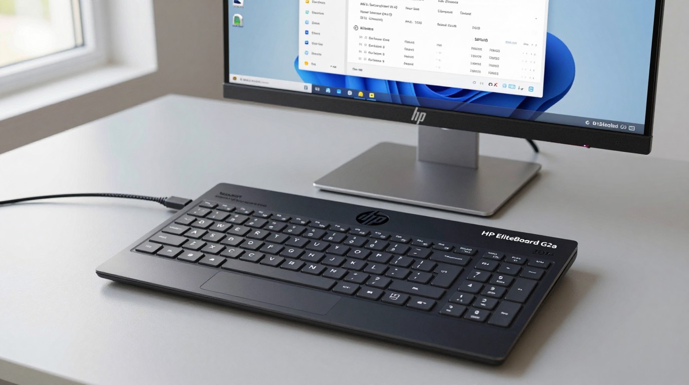 ภาพสร้างด้วย AI (ไม่ใช่ภาพถ่ายจริง) ประกอบข่าว HP เปิดตัว EliteBoard G2a คีย์บอร์ดที่เป็นพีซี AI ในตัว ราคาเริ่ม 3,028 ดอลลาร์
