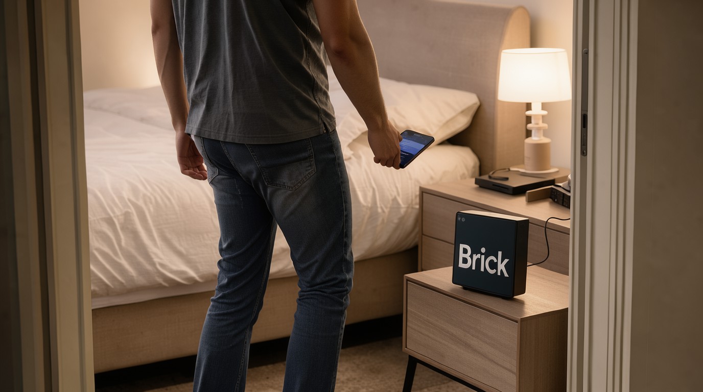 ภาพสร้างด้วย AI (ไม่ใช่ภาพถ่ายจริง) ประกอบข่าว Brick เปิดตัว Brick Night บล็อกแอปมือถือตอนเข้าห้องนอน ราคา 129 ดอลลาร์