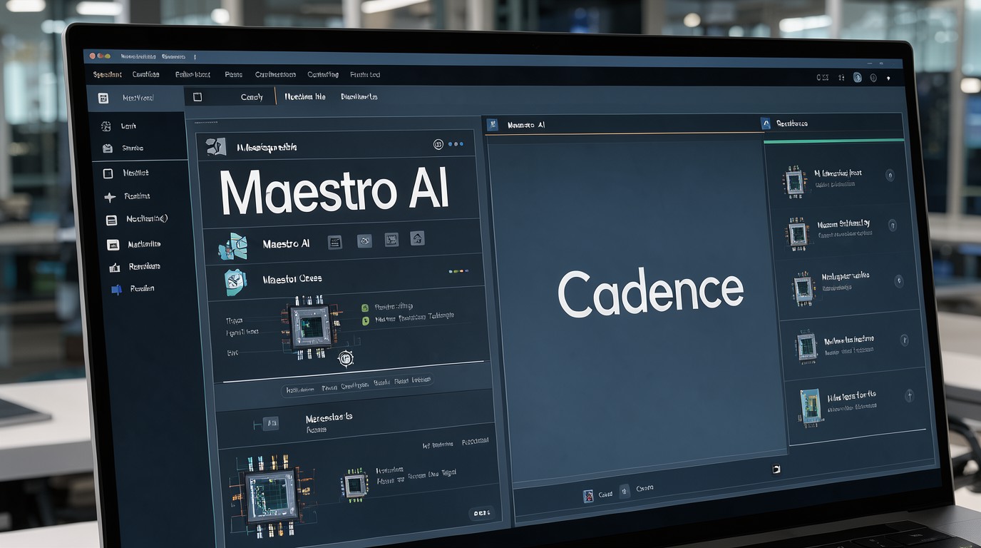 ภาพสร้างด้วย AI (ไม่ใช่ภาพถ่ายจริง) ประกอบข่าว Cadence เปิดตัว Maestro โมเดล AI เฉพาะทางช่วยออกแบบชิป ให้ลูกค้าบางส่วนทดลองใช้ไตรมาส 4 ปี 2026