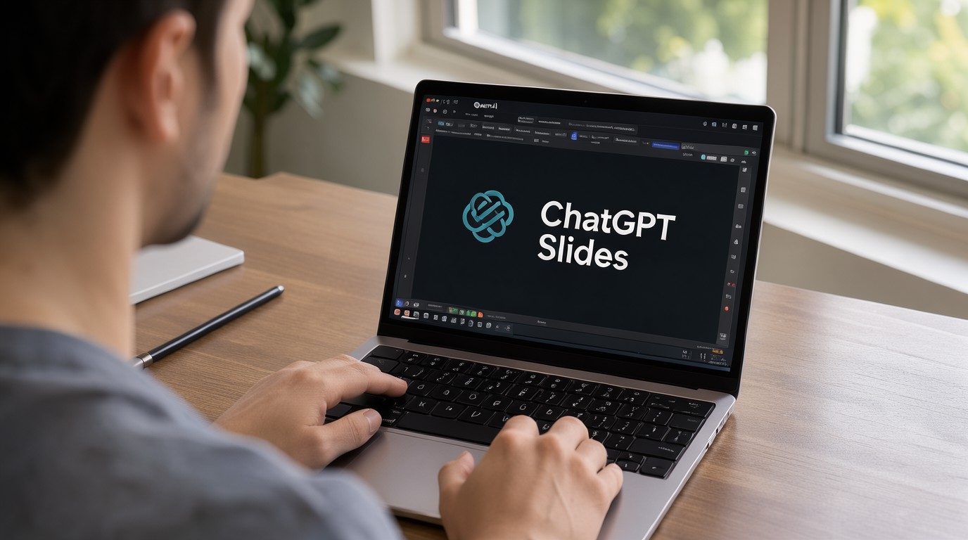ภาพสร้างด้วย AI (ไม่ใช่ภาพถ่ายจริง) ประกอบข่าว OpenAI ปล่อยฟีเจอร์ ChatGPT Slides ทำสไลด์จากแชทและไฟล์ได้แล้ว