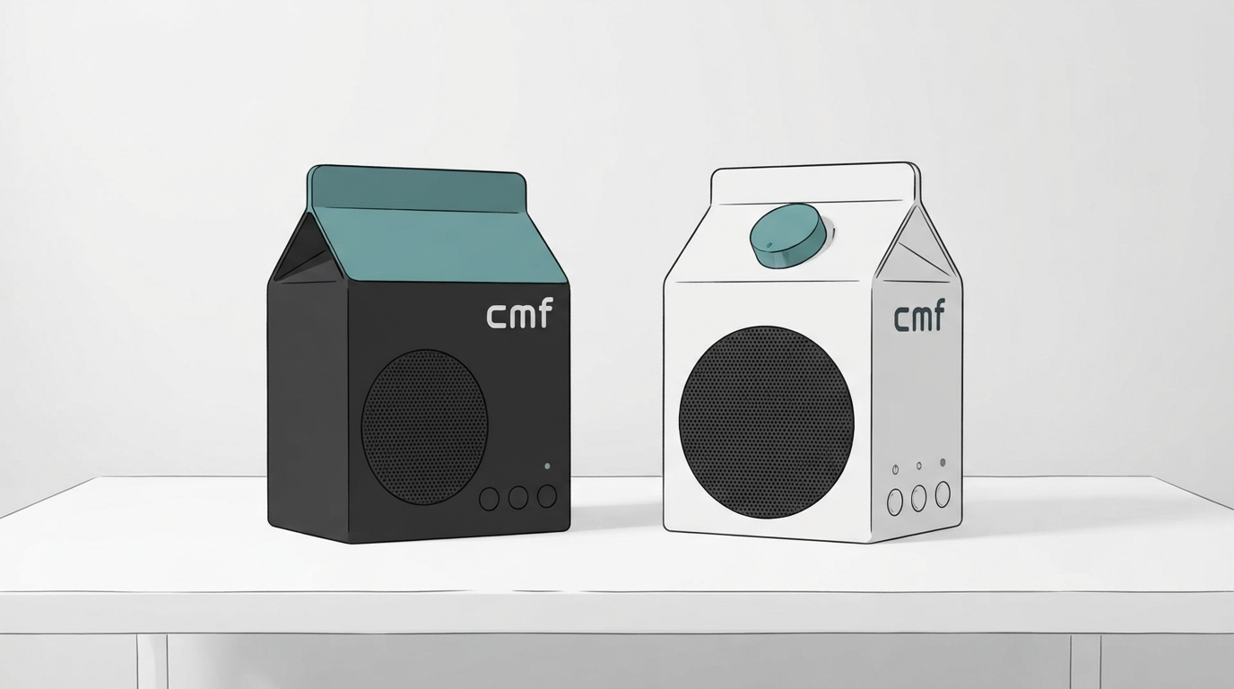 ภาพสร้างด้วย AI (ไม่ใช่ภาพถ่ายจริง) ประกอบข่าว CMF เปิดตัวลำโพงพกพารุ่นแรก ทรงคล้ายกล่องนม จับคู่เล่นสเตอริโอได้