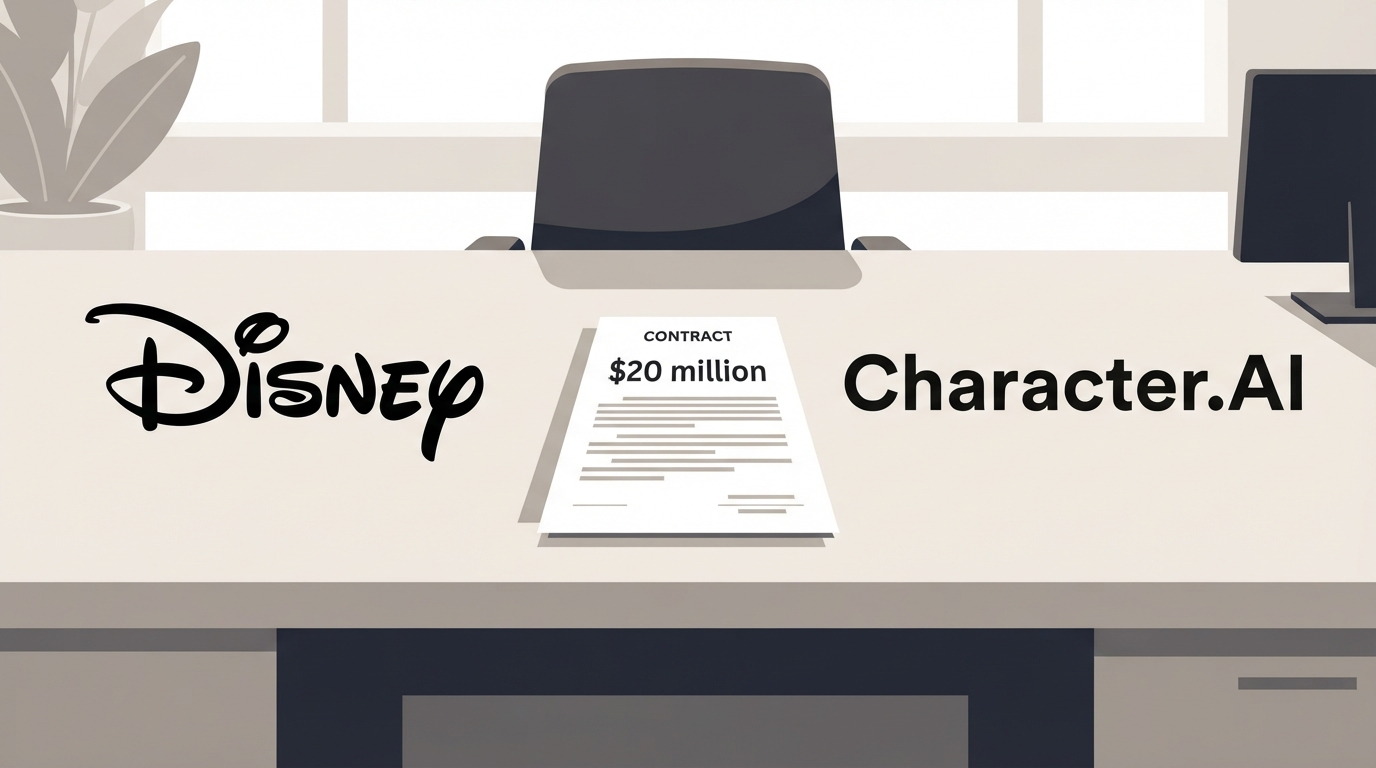 ภาพสร้างด้วย AI (ไม่ใช่ภาพถ่ายจริง) ประกอบข่าว Character.AI ยื่นล้มละลาย Chapter 11 ขณะ Disney เสนอซื้อสินทรัพย์มูลค่า 20 ล้านดอลลาร์