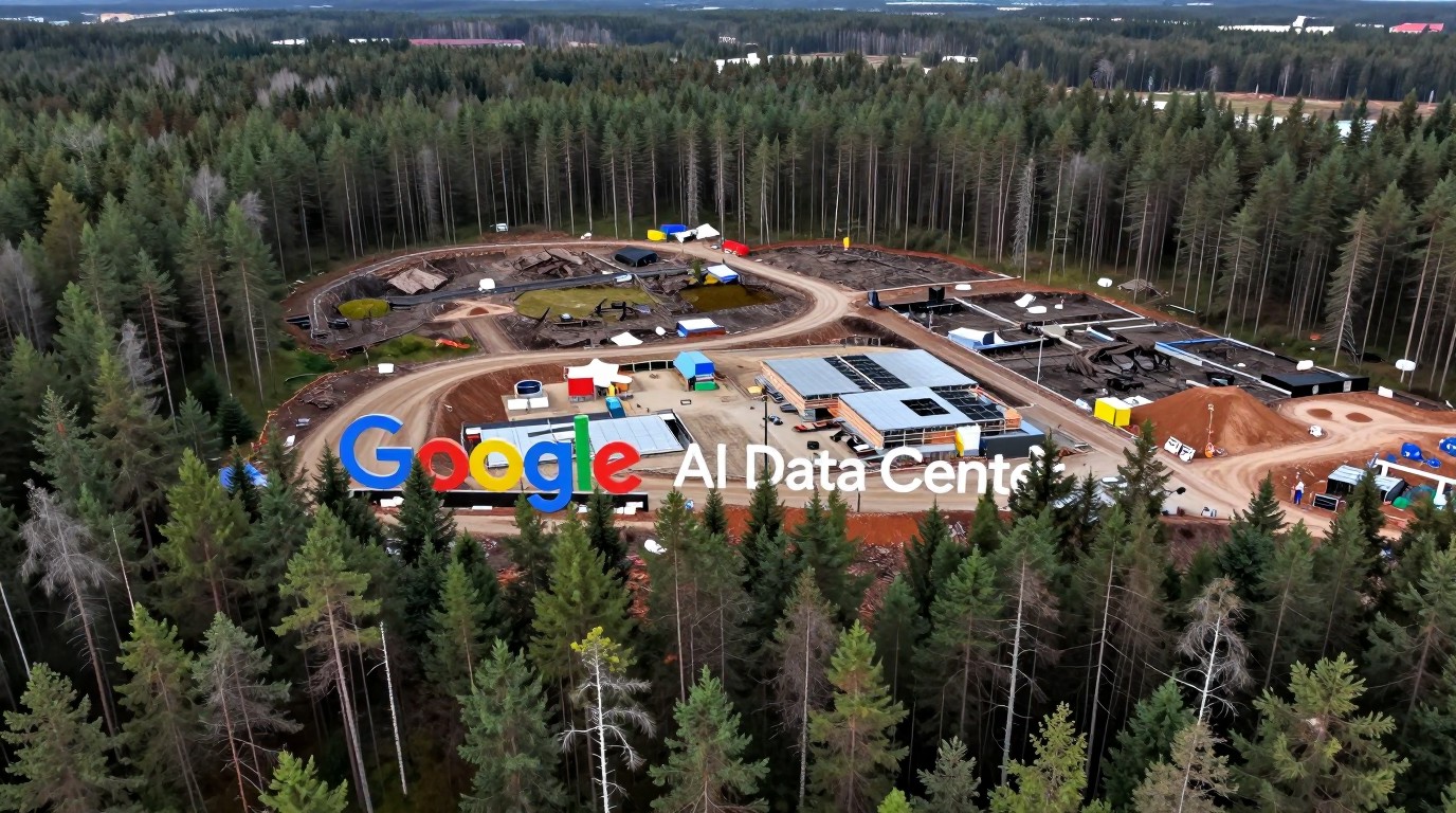 ภาพสร้างด้วย AI (ไม่ใช่ภาพถ่ายจริง) ประกอบข่าว ฟินแลนด์สั่ง Google ระงับก่อสร้างศูนย์ข้อมูล AI 2 แห่ง หลังถูกกล่าวหาตัดป่ากว่า 740 เอเคอร์