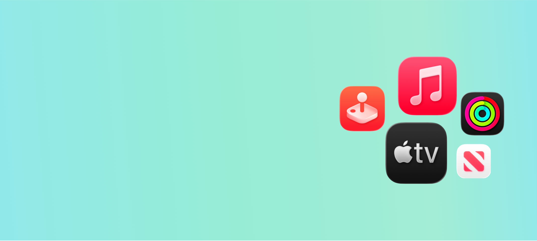 ไอคอนแอปพลิเคชันของ Apple: Game Center, Music, TV, Fitness, News