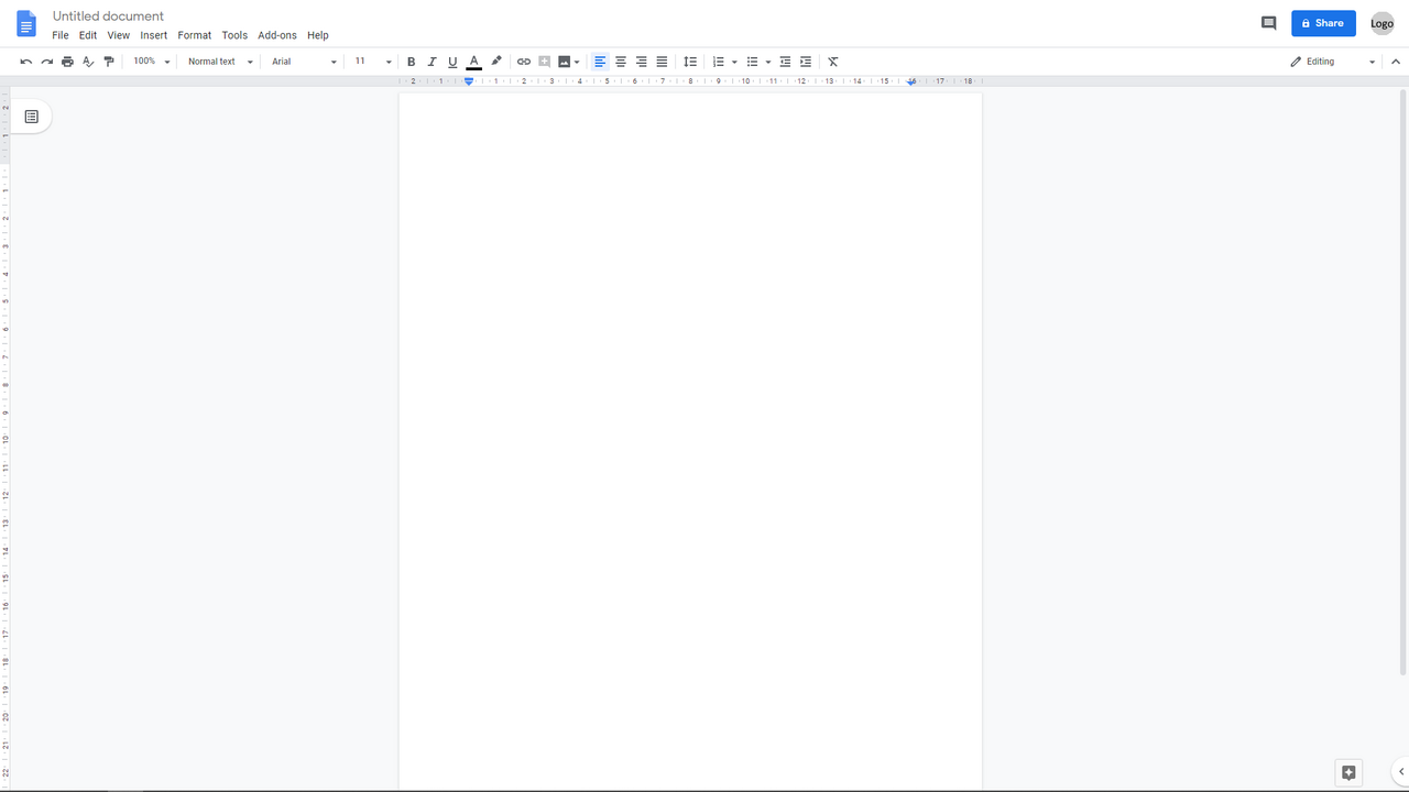 ภาพประกอบ: Google Docs blank document February 2020