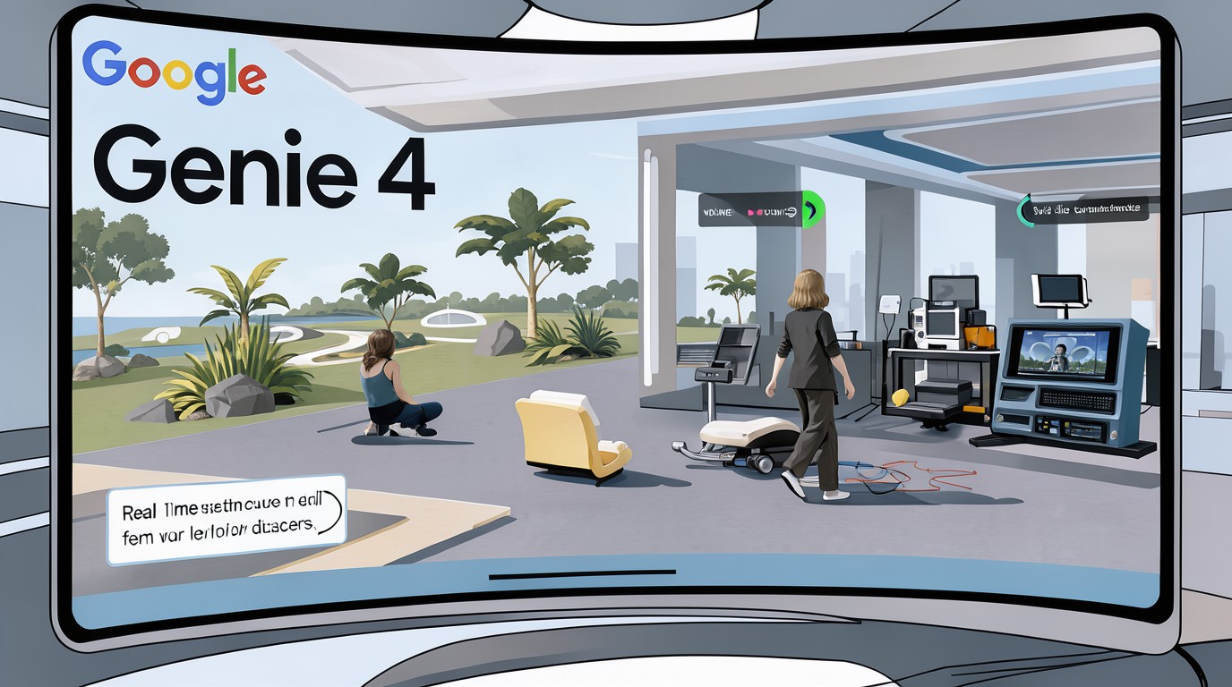 ภาพสร้างด้วย AI (ไม่ใช่ภาพถ่ายจริง) ประกอบข่าว Google เปิด Genie 4 โมเดล AI สร้างโลกจำลองได้สมจริงขึ้น เล่นได้ยาว 2 นาที