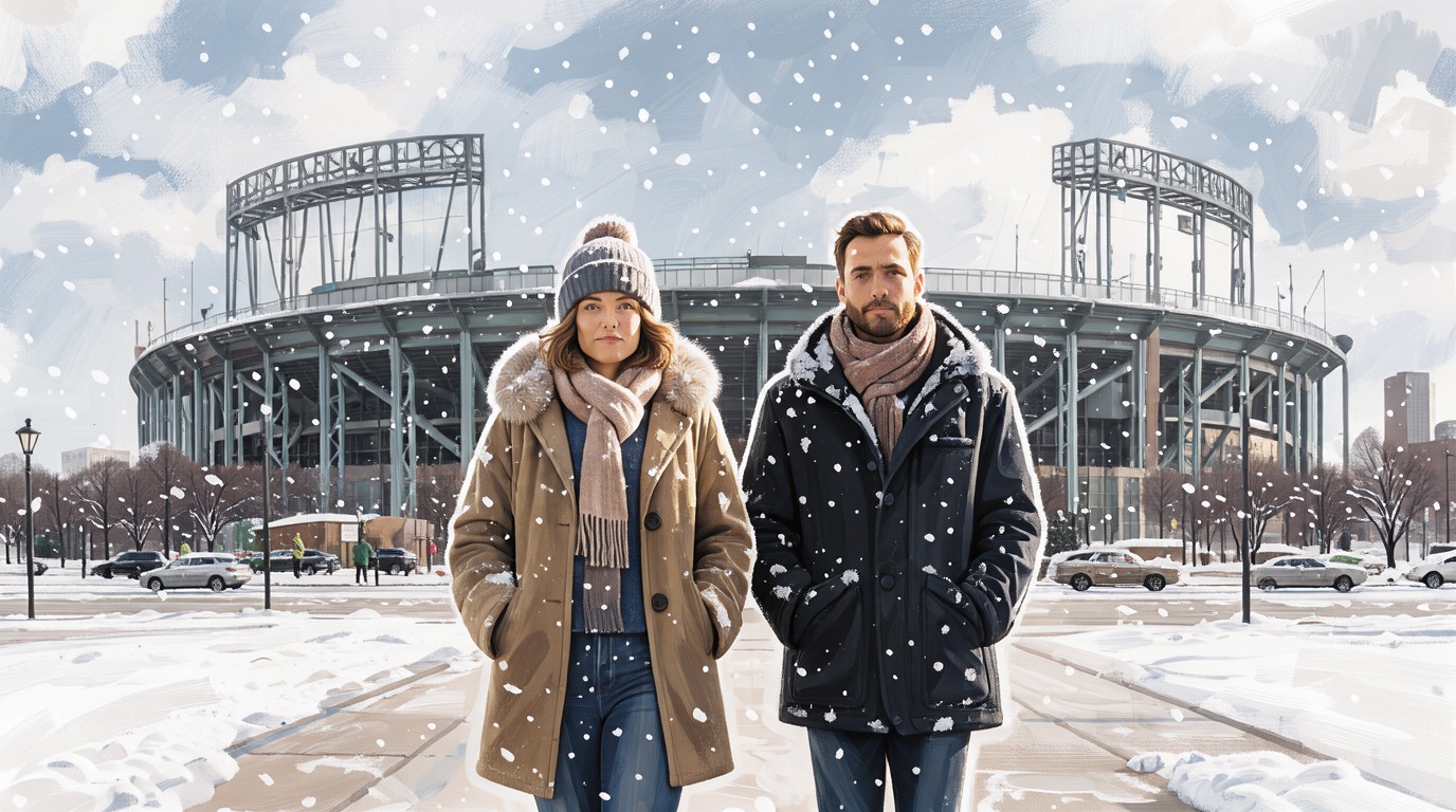 ภาพสร้างด้วย AI (ไม่ใช่ภาพถ่ายจริง) ประกอบข่าว Hallmark ถ่ายหนังคริสต์มาส Bears Love Story กลางหน้าร้อนชิคาโก ร่วมกับ NFL