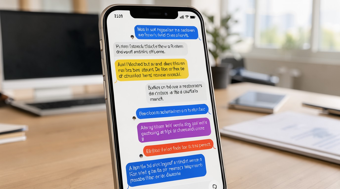 ภาพสร้างด้วย AI (ไม่ใช่ภาพถ่ายจริง) ประกอบข่าว AI agent ยุคใหม่ คุยผ่าน SMS/iMessage แทนโหลดแอป นำโดย Instinct มูลค่า 10,000 ล้านดอลลาร์