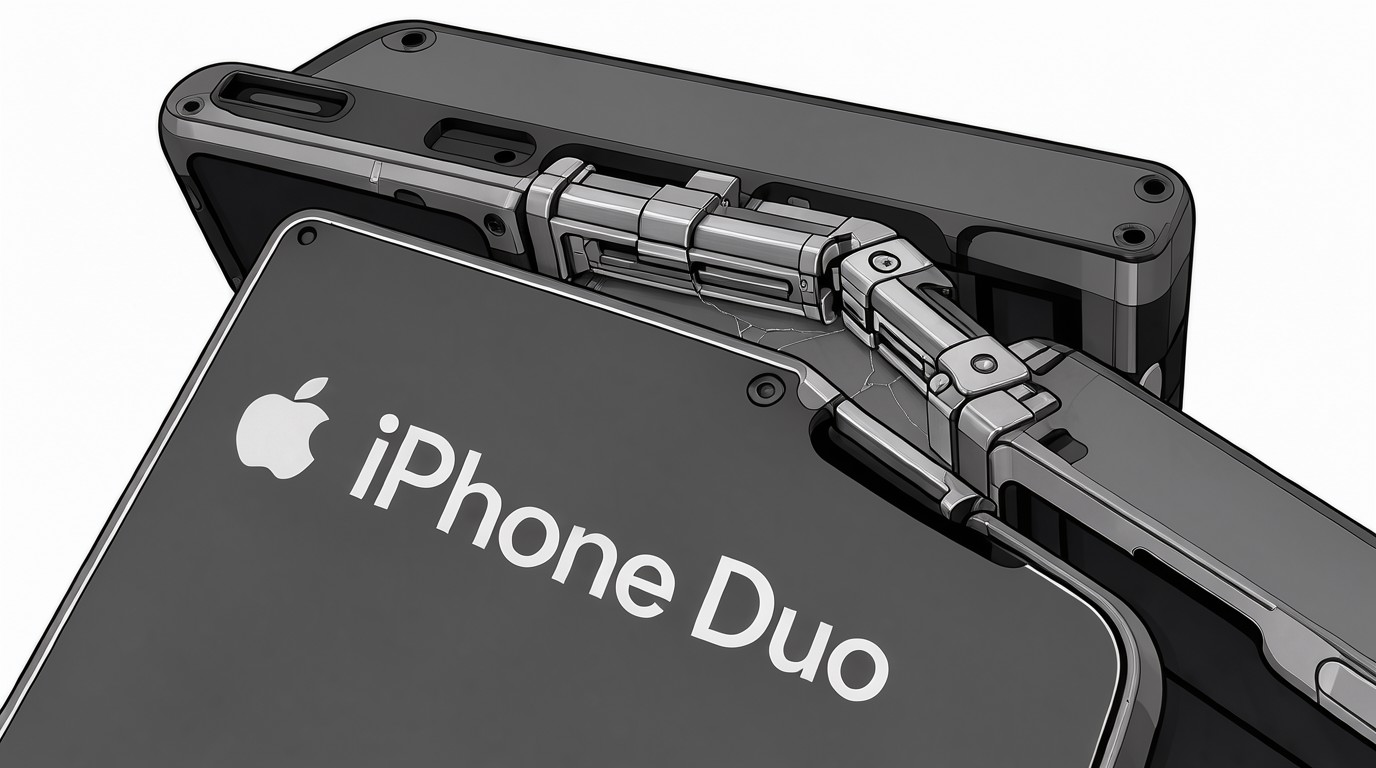 ภาพสร้างด้วย AI (ไม่ใช่ภาพถ่ายจริง) ประกอบข่าว iFixit ชี้จุดบอดบานพับ iPhone Duo อาจเป็นต้นเหตุจอในแตก