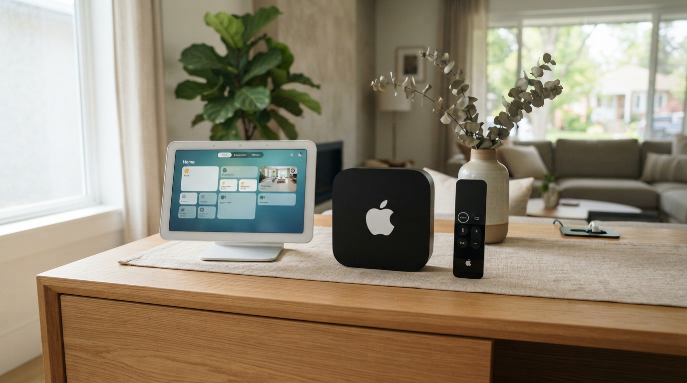 ภาพสร้างด้วย AI (ไม่ใช่ภาพถ่ายจริง) ประกอบข่าว Apple เปิดให้พรีออเดอร์ HomeView และ Apple TV 4K รุ่นใหม่บน Amazon แล้ว