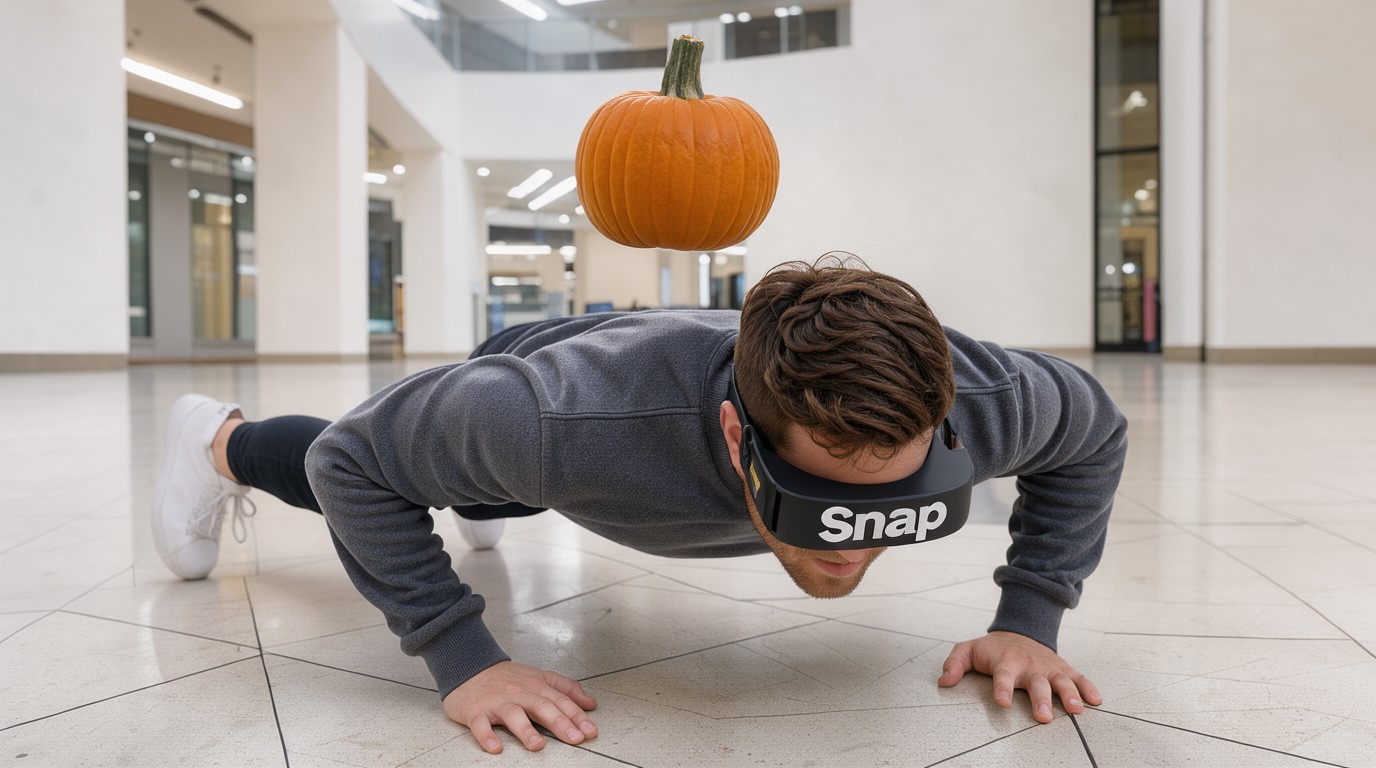 ภาพสร้างด้วย AI (ไม่ใช่ภาพถ่ายจริง) ประกอบข่าว นักข่าว Wired ลองใส่แว่น AR ของ Snap ออกกำลังกายกลางห้าง ราคา 2,195 ดอลลาร์