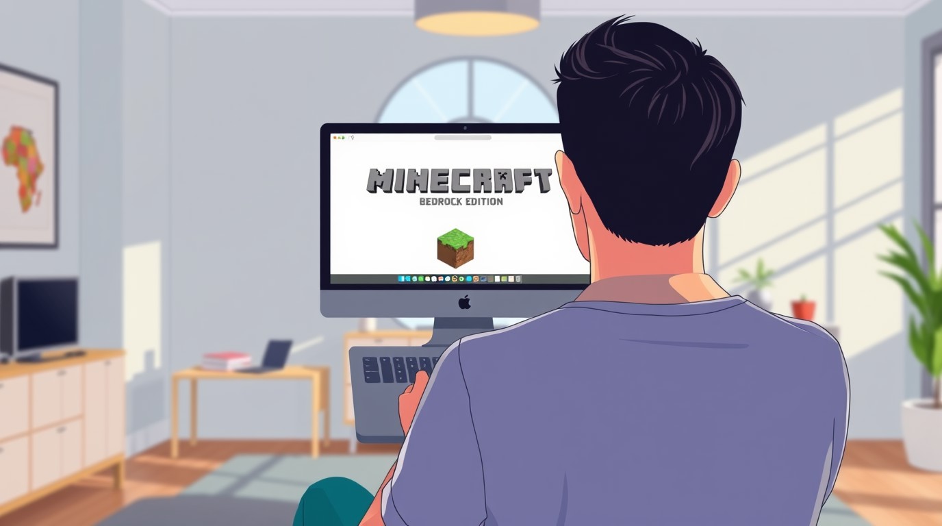ภาพสร้างด้วย AI (ไม่ใช่ภาพถ่ายจริง) ประกอบข่าว นักพัฒนาวัย 22 ปีพอร์ต Minecraft Bedrock Edition ให้รันบน Mac ได้แล้วพร้อมระบบ crossplay