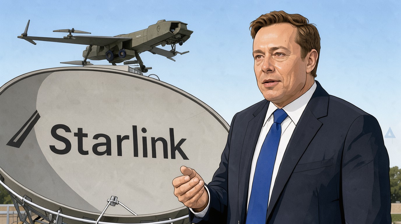ภาพสร้างด้วย AI (ไม่ใช่ภาพถ่ายจริง) ประกอบข่าว Musk กล่าวหายูเครนใช้ Starlink ผิดเงื่อนไข ยิงโดรนโจมตีจนมีผู้เสียชีวิต ยูเครนปฏิเสธ