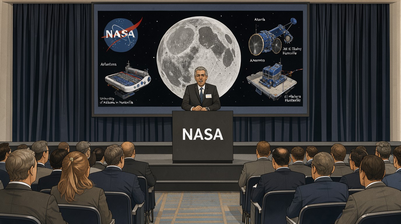 ภาพสร้างด้วย AI (ไม่ใช่ภาพถ่ายจริง) ประกอบข่าว NASA เชิญสื่อร่วมงาน von Braun Space Exploration Symposium 2026 ที่ Huntsville