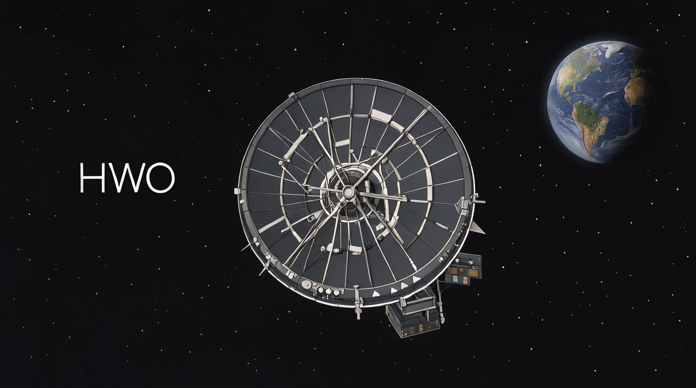 ภาพสร้างด้วย AI (ไม่ใช่ภาพถ่ายจริง) ประกอบข่าว NASA เผยแนวคิดออกแบบกล้อง Habitable Worlds Observatory ล่าดาวเคราะห์คล้ายโลก
