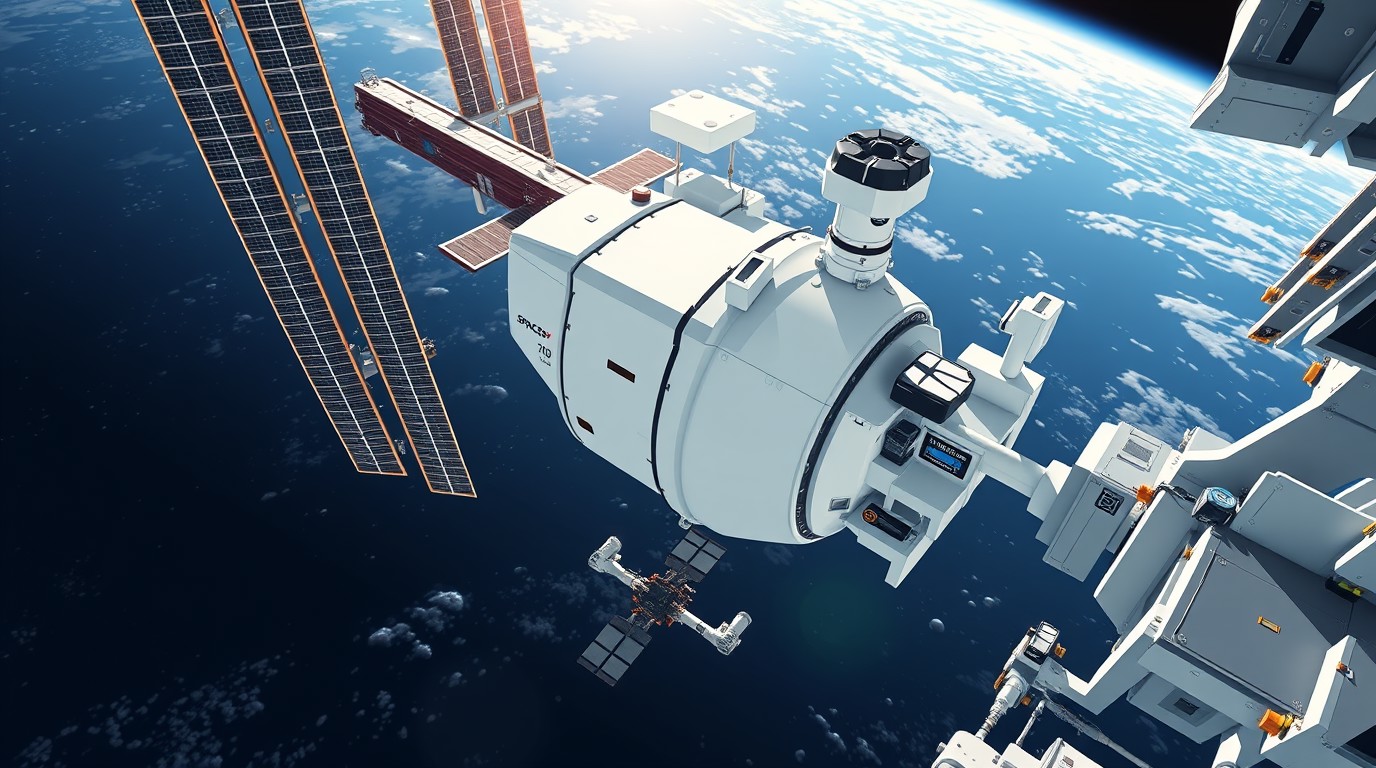 ภาพสร้างด้วย AI (ไม่ใช่ภาพถ่ายจริง) ประกอบข่าว ภารกิจ SpaceX CRS-35 ของ NASA ขนงานวิจัยสุขภาพมนุษย์และพืชขึ้นสถานีอวกาศ