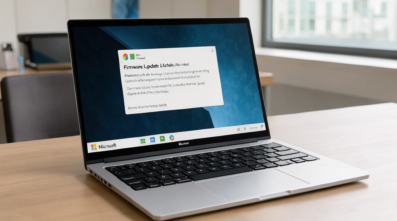 ภาพสร้างด้วย AI (ไม่ใช่ภาพถ่ายจริง) ประกอบข่าว Microsoft ปล่อยอัปเดตเฟิร์มแวร์แก้จอกระพริบและเครื่องรีบูตนานบน Surface Laptop Ultra