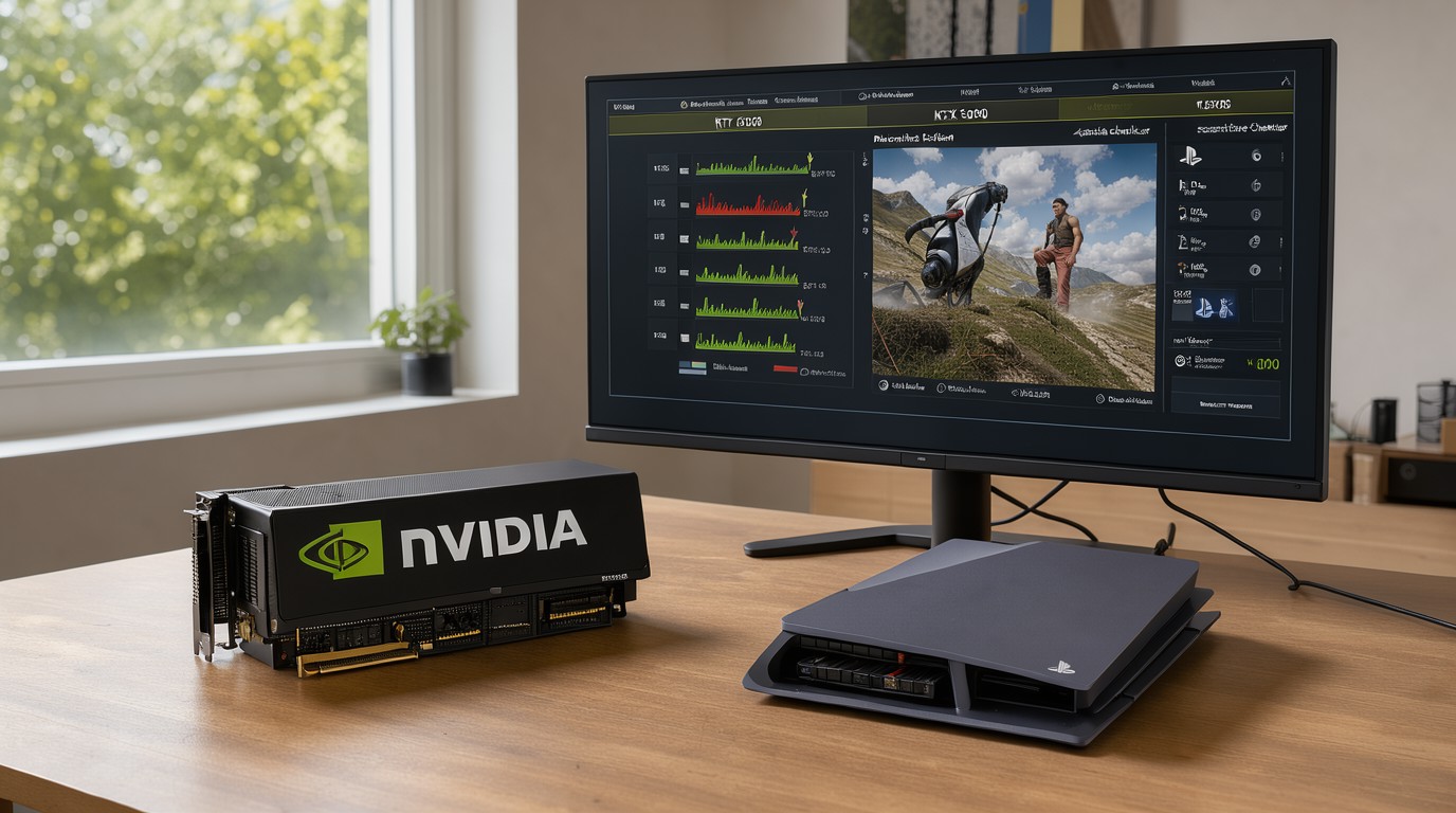 ภาพสร้างด้วย AI (ไม่ใช่ภาพถ่ายจริง) ประกอบข่าว ลือ RTX 6060 อาจมาปี 2029 และสู้ PS6 ด้านเฟรมเรตไม่ได้