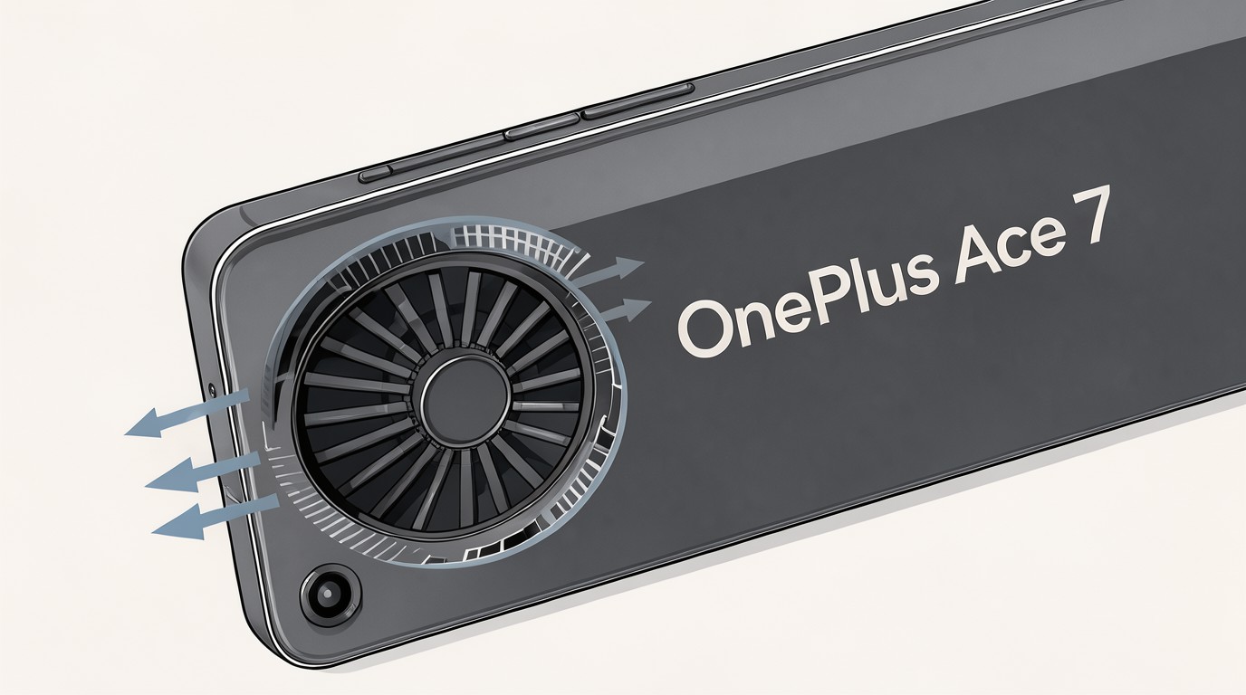 ภาพสร้างด้วย AI (ไม่ใช่ภาพถ่ายจริง) ประกอบข่าว OnePlus เผยดีเทลพัดลมระบายความร้อน 2 ทาง บน Ace 7 ซีรีส์ที่กำลังจะเปิดตัว