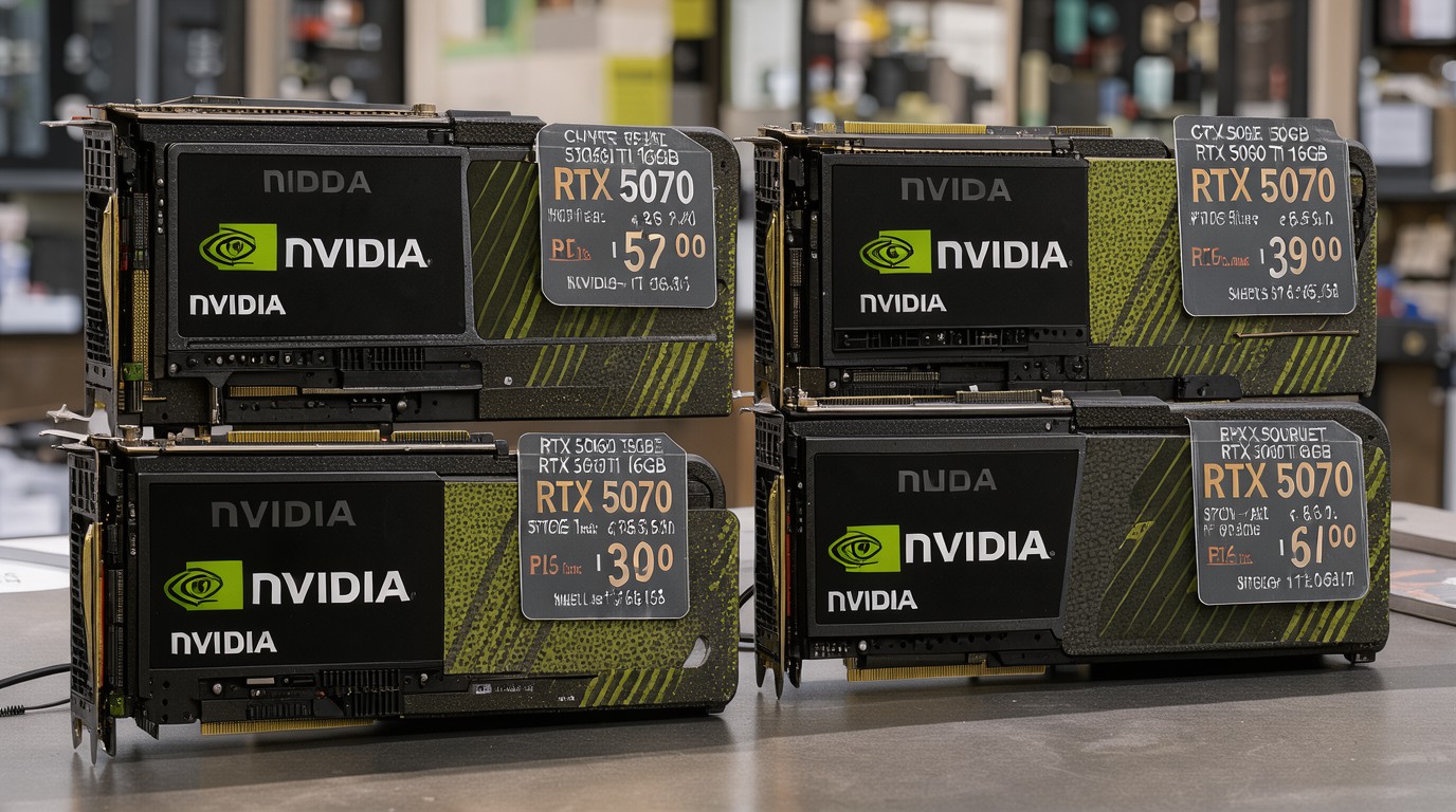 ภาพสร้างด้วย AI (ไม่ใช่ภาพถ่ายจริง) ประกอบข่าว ราคา RTX 5050 ถึง 5060 Ti ห่างกันแค่ 70 ดอลลาร์ ส่วน 5060 Ti 16GB แพงเท่า RTX 5070