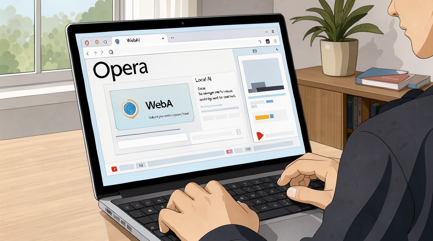 ภาพสร้างด้วย AI (ไม่ใช่ภาพถ่ายจริง) ประกอบข่าว Opera เปิดมาตรฐานใหม่ WebAI ให้รัน AI บนเบราว์เซอร์โดยไม่ต้องพึ่งคลาวด์