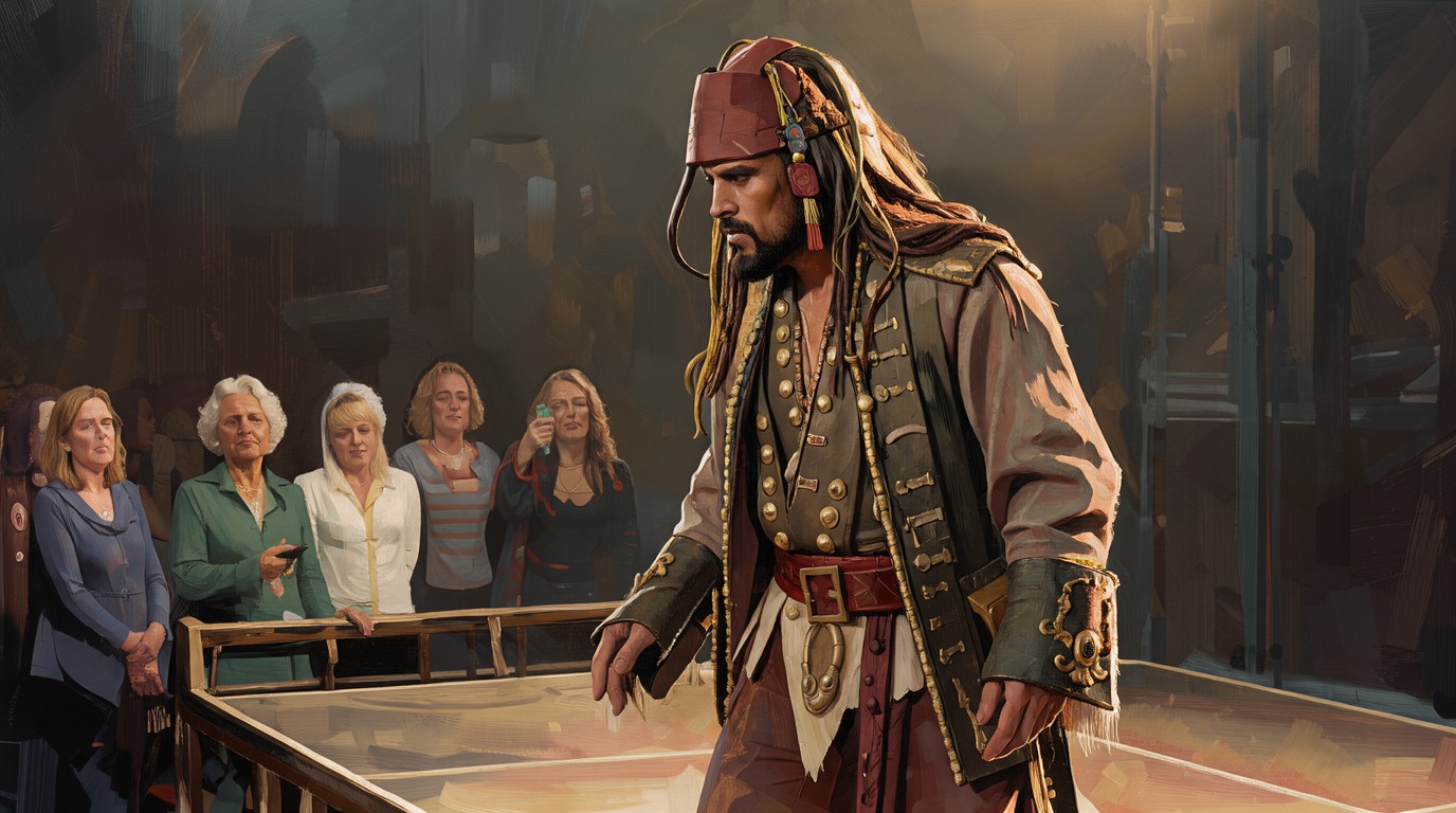 ภาพสร้างด้วย AI (ไม่ใช่ภาพถ่ายจริง) ประกอบข่าว Secret Cinema ประกาศนักแสดงนำโชว์ Pirates of the Caribbean แบบ immersive ขยายรอบการแสดงในลอนดอน