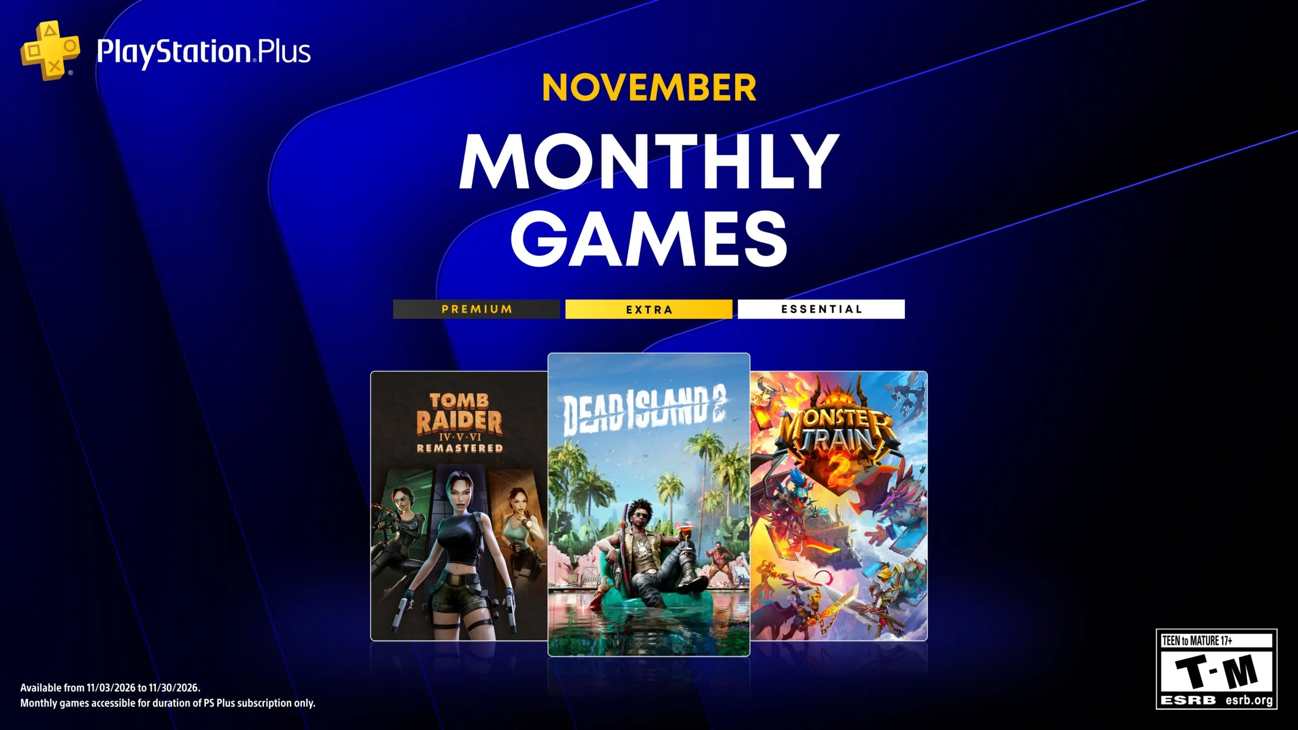 ภาพจาก PlayStation ประกอบข่าว PS Plus เผยเกมฟรีเดือนพฤศจิกายน มี Dead Island 2, Tomb Raider IV–VI Remastered, Monster Train 2