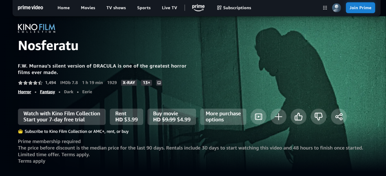 ภาพประกอบ: Amazon Prime Video example screenshot