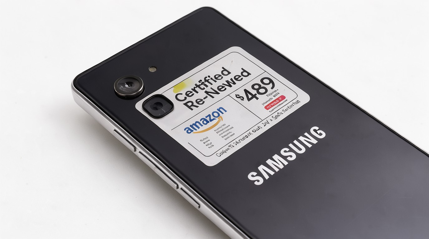 ภาพสร้างด้วย AI (ไม่ใช่ภาพถ่ายจริง) ประกอบข่าว Samsung เปิดขาย Galaxy มือสองแบบ Certified Re-Newed บน Amazon เริ่ม 489 ดอลลาร์