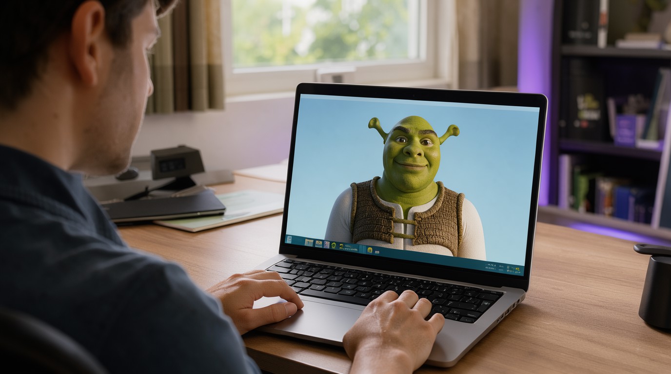 ภาพสร้างด้วย AI (ไม่ใช่ภาพถ่ายจริง) ประกอบข่าว หน้า Xbox หลุดข้อมูลรีมาสเตอร์ Shrek 2: The Game ก่อนถูกลบ