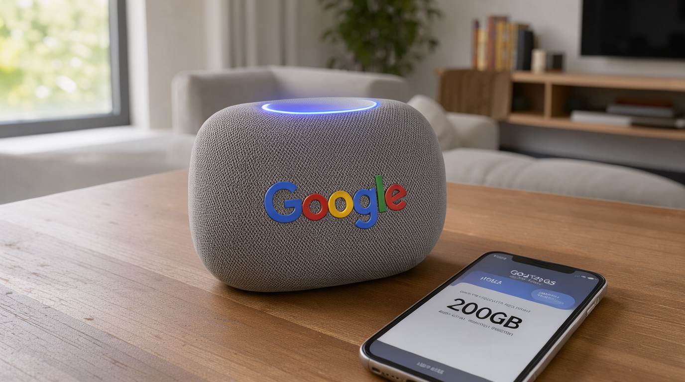 ภาพสร้างด้วย AI (ไม่ใช่ภาพถ่ายจริง) ประกอบข่าว ลำโพง Google Home บางเครื่องแอบโหลดข้อมูลหลักร้อย GB คาดเชื่อมอัปเดตเฟิร์มแวร์พัง