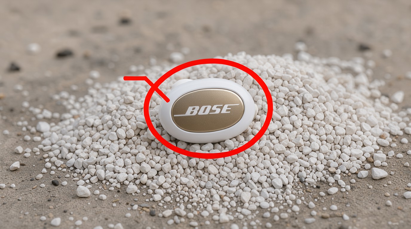 ภาพสร้างด้วย AI (ไม่ใช่ภาพถ่ายจริง) ประกอบข่าว ใช้ ChatGPT ช่วยหาหูฟัง Bose ที่หายในกองกรวด เจอได้ในไม่กี่นาที