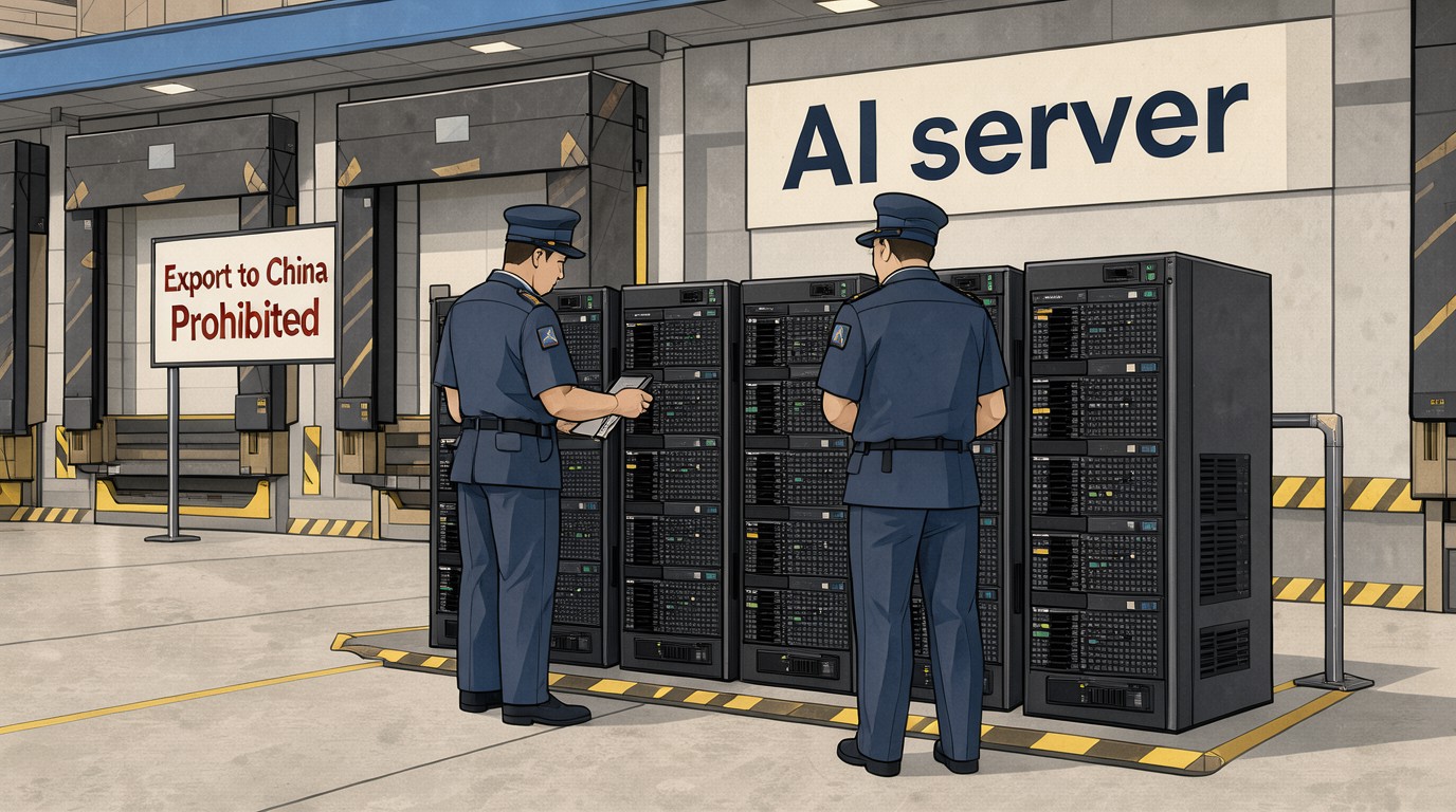 ภาพสร้างด้วย AI (ไม่ใช่ภาพถ่ายจริง) ประกอบข่าว ไต้หวันเพิ่ม AI server เข้าบัญชีคุมส่งออก ลักลอบส่งไปจีนเจอคุกสูงสุด 5 ปี