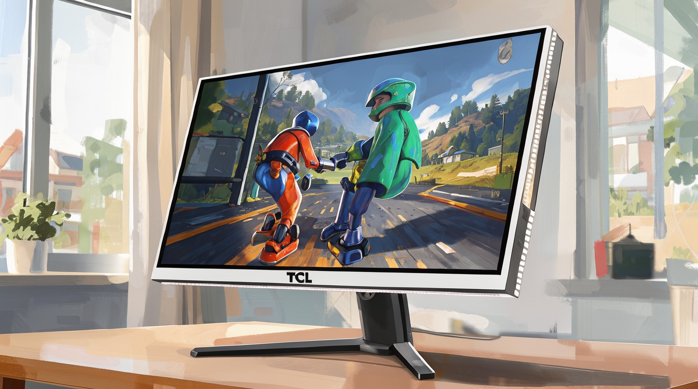 ภาพสร้างด้วย AI (ไม่ใช่ภาพถ่ายจริง) ประกอบข่าว TCL 27C2A Pro จอเกม QD-Mini LED 4K สว่างสุด 2,000 nits ราคา 600 ดอลลาร์
