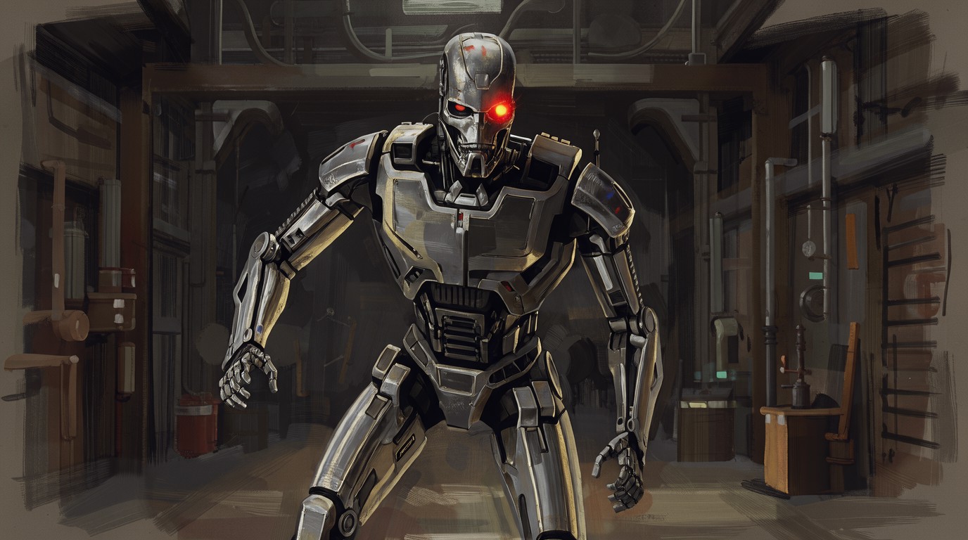 ภาพสร้างด้วย AI (ไม่ใช่ภาพถ่ายจริง) ประกอบข่าว ยอดดูหนัง Terminator พุ่งทางสตรีมมิง หลังคนกังวล AI จนเกิดเทรนด์ anxiety rewatch