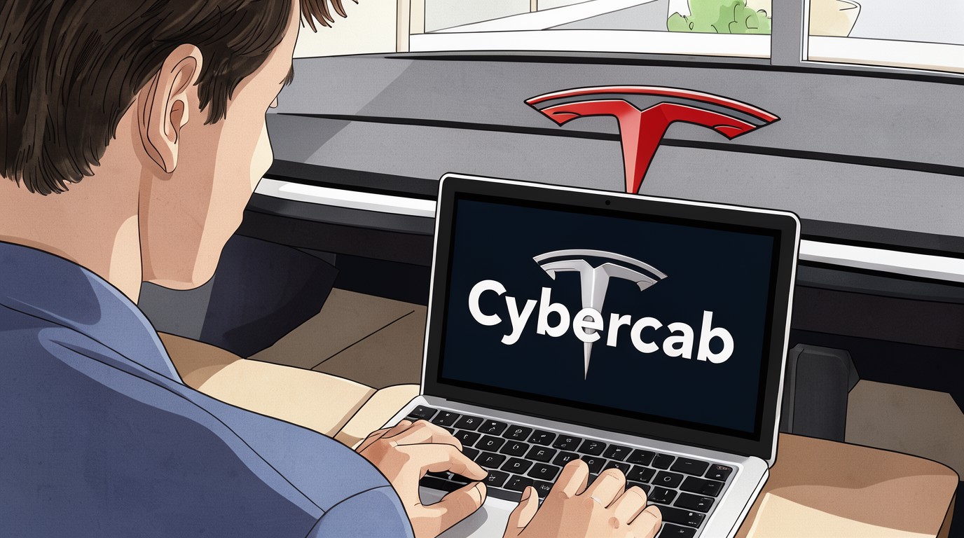 ภาพสร้างด้วย AI (ไม่ใช่ภาพถ่ายจริง) ประกอบข่าว Tesla ตั้งเป้าให้ลูกค้าร่วมฟลีท robotaxi ได้ไตรมาส 2 ปี 2027