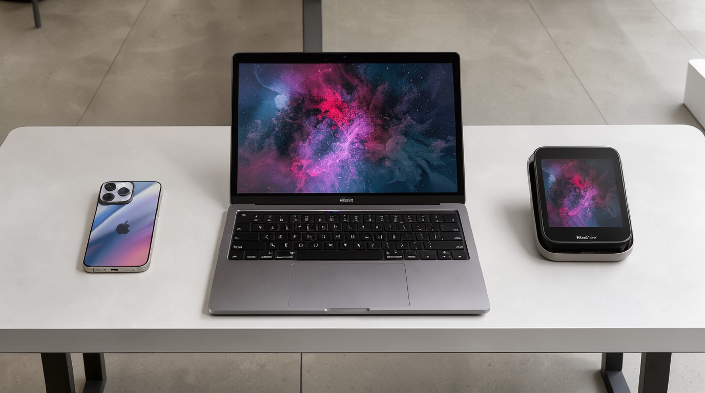 ภาพสร้างด้วย AI (ไม่ใช่ภาพถ่ายจริง) ประกอบข่าว Vergecast ชวนคุยยุค Apple ทดลองของใหม่ ทั้งจอ iPhone เพิ่ม MacBook มี touchscreen