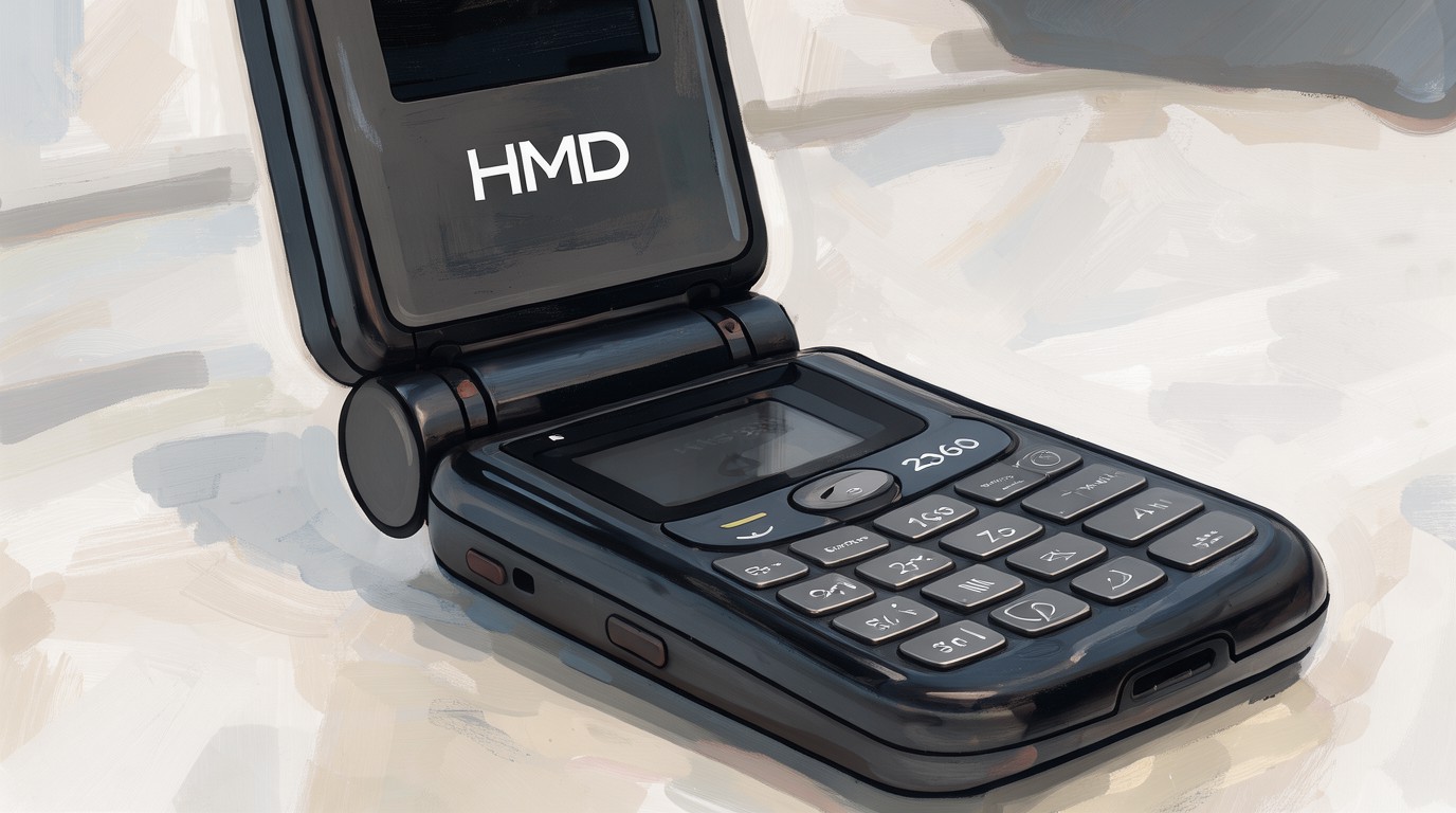 ภาพสร้างด้วย AI (ไม่ใช่ภาพถ่ายจริง) ประกอบข่าว HMD เปิดตัว Nokia 2360 Flip ฝาพับจอคู่ มีปุ่ม SOS ให้คนแก่-เด็กใช้