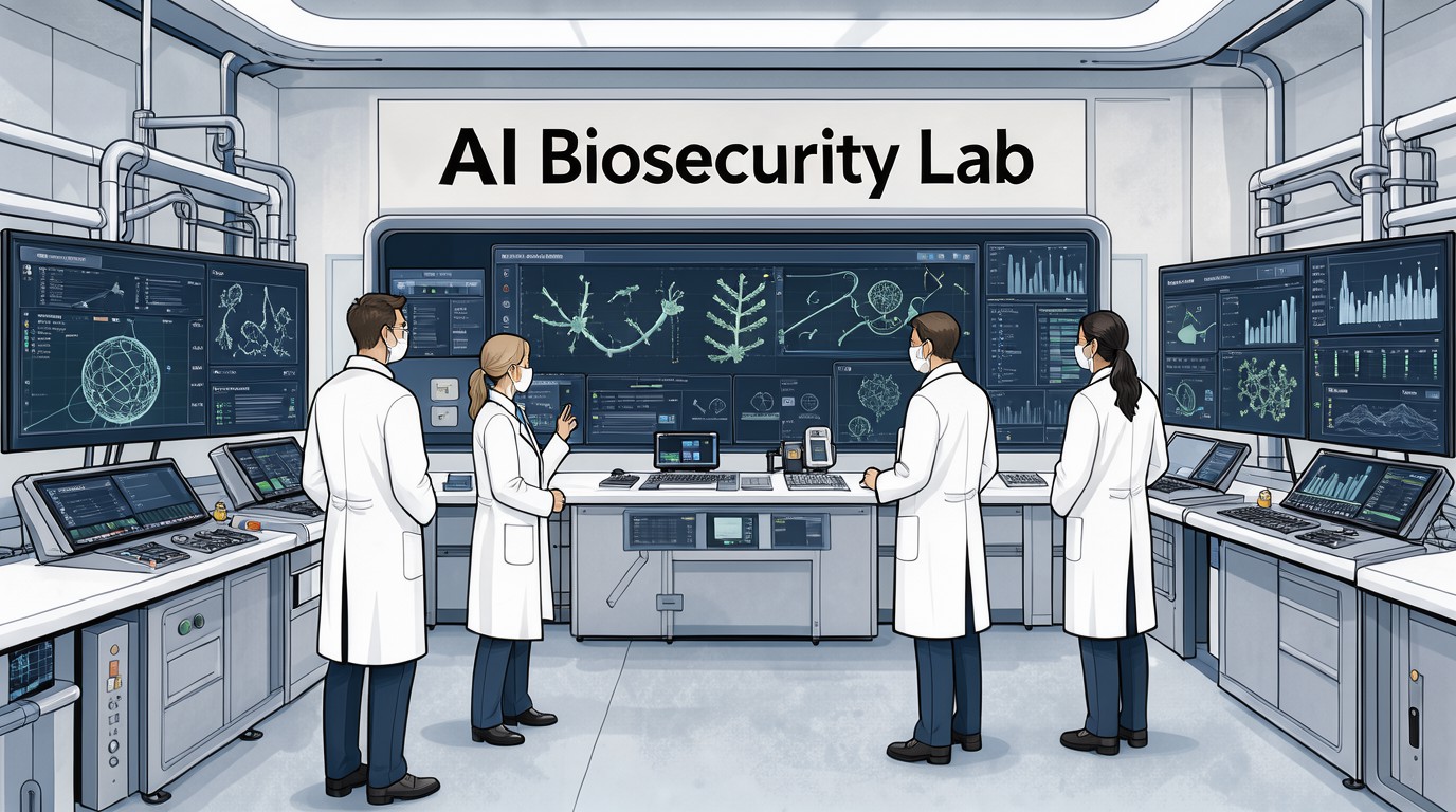 ภาพสร้างด้วย AI (ไม่ใช่ภาพถ่ายจริง) ประกอบข่าว อังกฤษตั้งแล็บ AI Biosecurity ทุน 134 ล้านดอลลาร์ ดึง OpenAI Anthropic DeepMind ร่วมด้วย