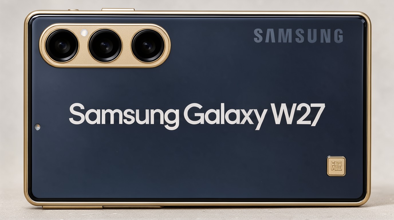 ภาพสร้างด้วย AI (ไม่ใช่ภาพถ่ายจริง) ประกอบข่าว หลุดภาพ Samsung W27 มือถือพับจอจีนรุ่นหรู เปิดตัว 29 ต.ค. นี้