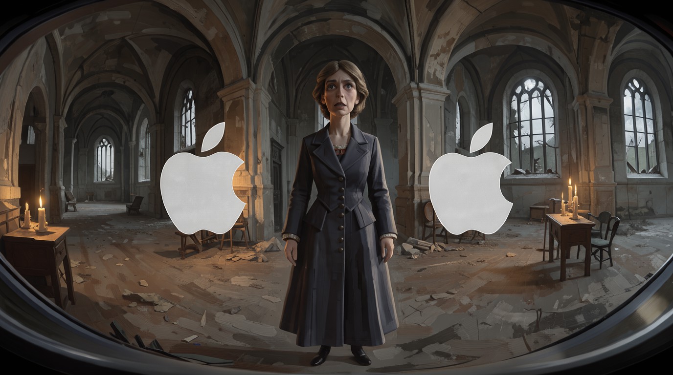 ภาพสร้างด้วย AI (ไม่ใช่ภาพถ่ายจริง) ประกอบข่าว Apple ปล่อยหนังสั้นสยองขวัญ Remnants ของ Ti West แบบ immersive เต็มรูปแบบเรื่องแรกบน Vision Pro