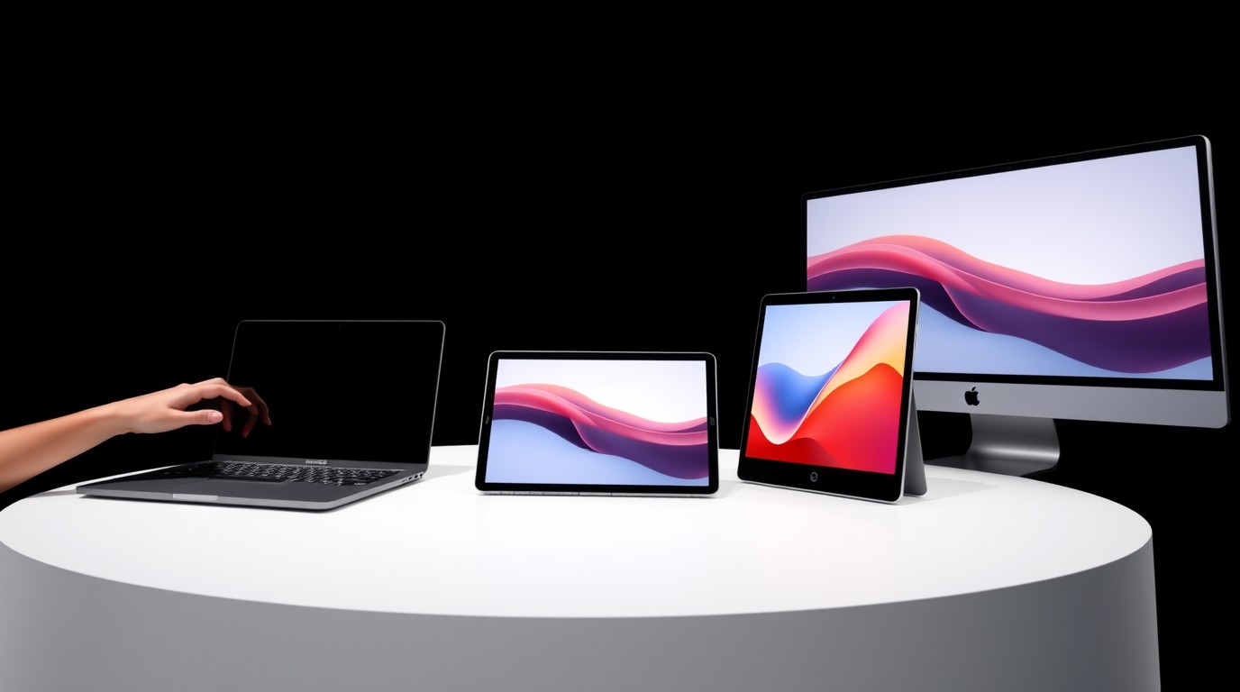 ภาพสร้างด้วย AI (ไม่ใช่ภาพถ่ายจริง) ประกอบข่าว Apple เตรียมเปิดตัว MacBook Pro จอสัมผัส พร้อม iPad mini จอ OLED วันที่ 28 ตุลาคม